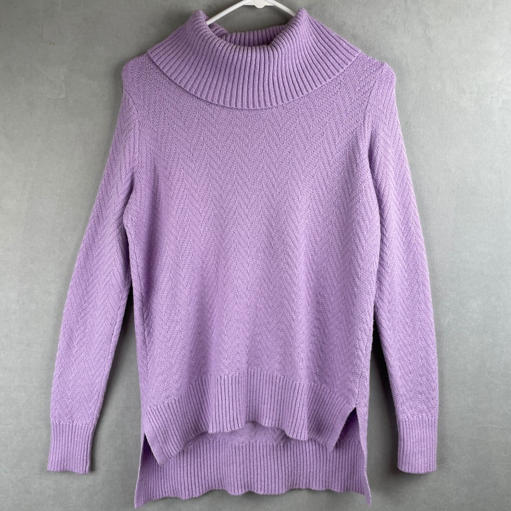 Adyson Parker Lavender Purple Cowl Neck Chevron Knit Sweater Pastel Soft Cozy XS